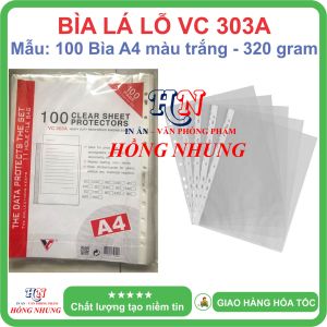 [SÉT] Xấp 100 Bìa lá lỗ VC 303A loại 400g / 320g màu trắng giúp bạn lưu trữ hồ sơ dễ dàng