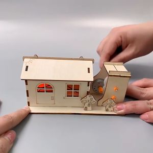 STEM T-M30 โรงปั่นไฟไดนาโม ชุดประกอบไม้ เสริมทักษะ พลังงานไฟฟ้า-กลไกเฟือง DIY ปั่นแล้วไฟติด