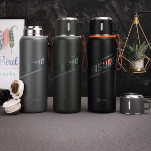 ถ้วยสตีมสแตนเลสความจุขนาดใหญ่แบบพกพาสำหรับใช้กลางแจ้ง ถ้วยน้ำชาสำหรับผู้ชายและผู้หญิง Red Home ถ้วยสตีมสแตนเลส