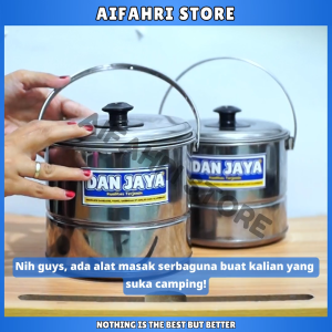 Terbaru.. Alat Masak Rantang Dandang Camping Kukusan 2IN1 Serbaguna Danjaya Full Stainlis Stell