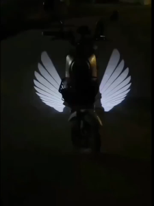 Motorcycle specific ambient light with white angel wing design