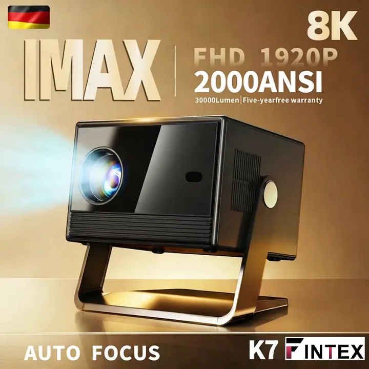 VZM&FINETX Smart Projector 1500 ANSI Lumens, Rated 25,000 Lumens, Supports 4k/8K Video Decoding, Android 9 Projector, Dual Band WiFi Bluetooth 5.1, Auto Focus,