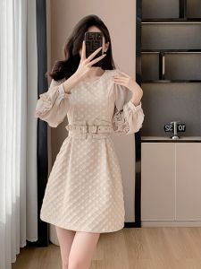 Formal Occasion Small Belt Womens Fancy High-End Exquisite Dress Design French Style Hepburn A- line Skirt