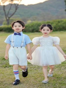 เด็กเครื่องแต่งกายโรงเรียนประถมศึกษา Chorus แสดงชุดเจ้าหญิง กระโปรง สําหรับสาวน้อยบทกวี Recitation เดรส