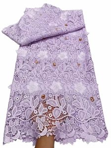 OLEVO | OLEVO 3D Flower Embroidery African Lace Fabric Water Soluble Hollow Guipure Cord Lace Bridal Wedding Dress Material For Sewing
