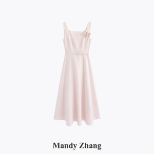 Rose Pink Sleeveless Fitted Waist Light Evening Dress