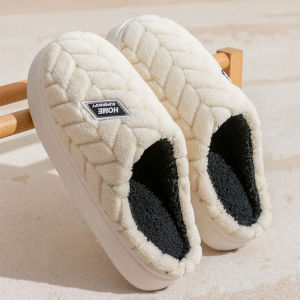 Mens Cotton Slippers Fleece Lined Indoor Home Warm Anti Slip Womens Winter Slippers Comfortable Casual Slip on Shoes