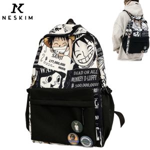 NESKIM beg one piece Schoolbag beg sekolah school bag secondary school Large-Capacity Cartoon Graffiti Backpack beg sekolah menengah beg lelaki 书包中学生 ins