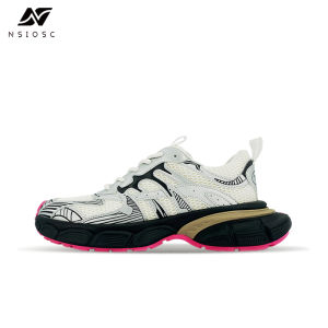 Cool Retro Silver Black Thick Bottom Dad Shoes Vintage Worn Casual Style Youth Trendy Sports Leisure round Toe mid Heel