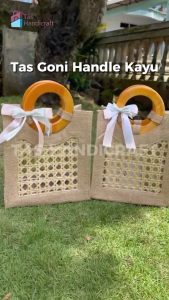 Tas Souvenir Goni Kombinasi Bambu Jinjing Kayu | Tas Hampers Multifungsi | Tas Hadiah Oleh-oleh Umrah Haji