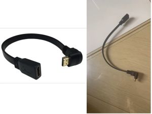 Flat Slim High Speed HDMI Extension Cable A Female to 90 Degree Up Angle A Male Cable