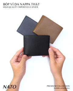 Ví Nam Nato FOLD Da Bò Thật Cao Cấp Đứng Gập Đôi Sang Trọng Trẻ Đựng Thẻ Tiền Đẹp Bền Đen Xanh Navy Nâu Cầm Tay