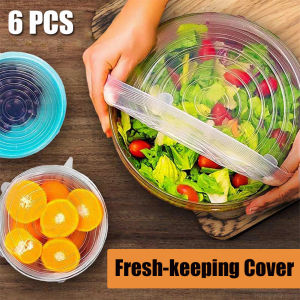 6Pcs/Set Silicone Fresh-Keeping Lids Food Covering Silicone Fresh-Keeping Lids Can Be Reused Elastic Microwave