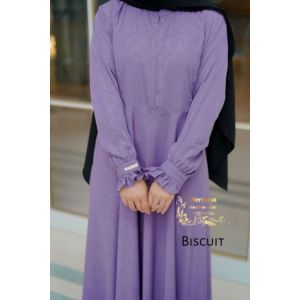 Gamis hermosa wolfis embos motif biscuit warna purple-gamis syari ungu terang gamis-syari busui mewah