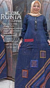 SENNA STORE Ronia Maxy Dress Gamis Wanita Bahan Soft Jeans Terbaru 2023 Tebal Nyaman Simple Kekinian