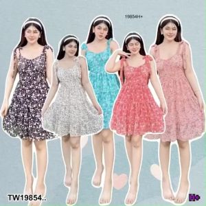 TW19854 มินิเดรส แขนกุด ผูกไหล่ 2 ข้าง ..