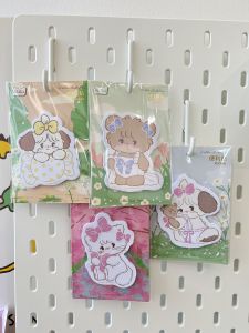Cute Seamless White Cat Bear Dog Student Japanese Sweet Girl Student Mikko Paper Notes Adorable Shape Animal Style Sticky Notes