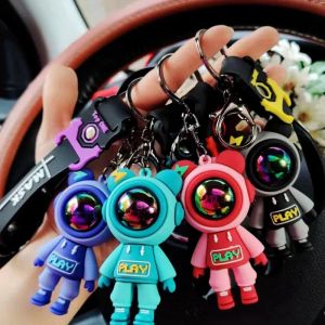 Gấu phim hoạt hình Keychain cặp đôi sáng tạo sét móc khóa hình động vật ô tô Kim Loại Móc Khóa Túi chống mất phụ kiện buộc giữ Quà Tặng
