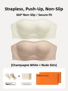 AIMO | Wireless Bra Invisible Foundation Liquid Anti Slip Gathered Small Chest Looks Big Seamless Strapless Bra For Women Youth Summer