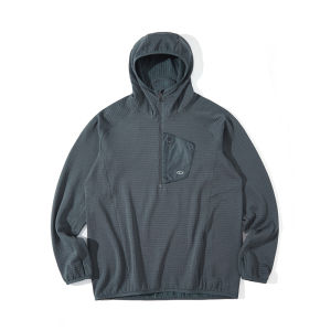 Outdoor Merino Wool Fleece Hoodie Antibacterial Lock Temp Half Zip