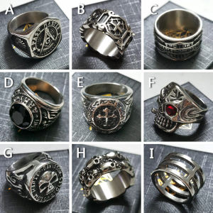 Original Titanium Steel Ring for Men Fashionable Retro Non-Fading Wide Face Design with Skeleton/Spider Pattern