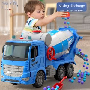 Simulation inertial engineering vehicle cement mixing and discharging large boy sound and light concrete set toy car