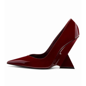 Giày Cao Gót Đế Xuồng Màu Đỏ Angora Cho Nữ Giày Cao Gót Mũi Nhọn Đế Bằng Đế Cao Su Màu Bạc Cỡ Lớn Giày Đơn Thời Trang