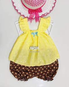 ชุดเด็กเล็ก (รหัสDD12) ผ้าลูกไม้+กางเกงลายไทย 4-12เดือน หนัก 5-9กิโล (เหลือง/ชมพู/ส้ม/ฟ้า/เขียว) พร้อมส่งจากไทย