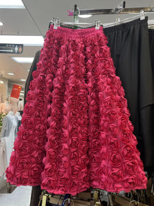 Elegant Floral 3D Half Skirt Womens Spring Autumn New Style Countryside  Princess First Love Skirt High Waist Ball Gown