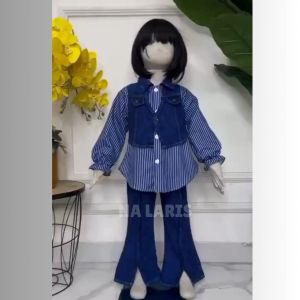 SETELAN KEMEJA SALUR ROMPI ANAK PEREMPUAN USIA 3-10 TAHUN/SET SALUR ANAK KOMBINASI MODEL CELANA CUTBRAY KOREAN STYLE TERBARU KEKINIAN-COD