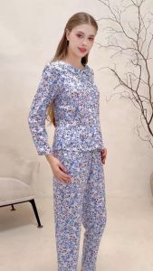 Bộ dài nữ tay dài B697 Tvm Luxury Homewear chất liệu kate lụa