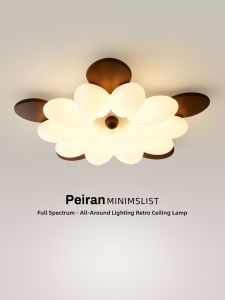 FANZHEN | Vintage Wooden Floral Ceiling Light