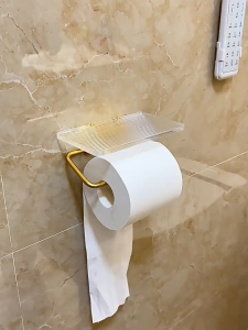 สีทอง เงิน Toilet ที่ใส่กระดาษ มีความแข็งต่อการใช้งาน ติดตั้งง่าย ไม่ต้องเจาะผนัง ติดผนังห้องน้ํา สําหรับห้องครัว ห้องน้ํา