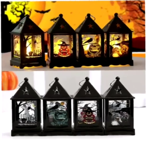 Đèn Lồng Halloween Mini LED 3D Trang Trí Treo hoặc Để Bàn Ánh Sáng Huyền Bí Decor Tiệc Lễ Hội