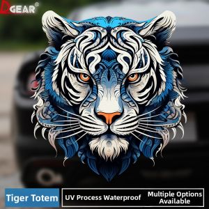 Tiger Head Car Stickers Electric Vehicle Battery Motorcycle Decoration Patch UV Transparent Pattern Full Set Body Scratch Cover