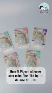 Núm ti Pigeon silicone siêu mềm Plus Thế hệ III Đủ size SS - 3L [Cam kết chính hãng]
