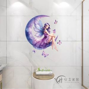 Modern Minimalist Moon Sprite Pattern Waterproof Bathroom Wall Stickers Tile Cover up Hole Patch Decorative Toilet Decals