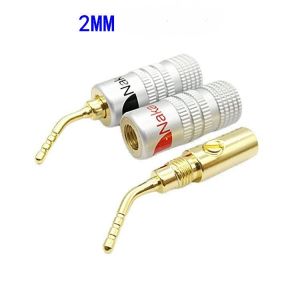 Banana Plug Nakamichi Right Angle 90 Degree 4mm Glod Plated Speaker Adapter Audio