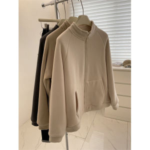 Thickened Plush Zipper Jacket Womens Stand Collar Coat Double Sided Velvet Winter Warm Outerwear Commute Style Long Sleeve