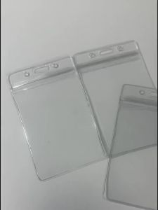 10 Pcs ID Card Name Badge Holder Clear Vertical Waterproof Plastic Name Tag Badge Holder for Office School Event Conference