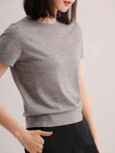 LUOHUASHI | Summer Slim Fit Ice Silk Short Sleeve Knit Top