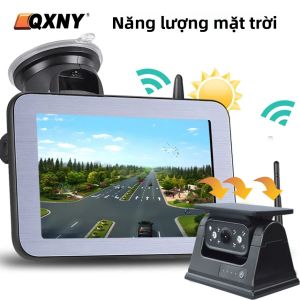 Camera Lùi Không Dây Năng Lượng Mặt Trời QXNY 5 Inch Cho Xe Cắm Trại Xe Tải Rơ Moóc Xe Nhà Lưu Động - Công Nghệ AHD Energy Magnet