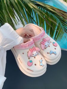 Cute Melody Hole Shoe Womens Summer Thick Bottom EVA Hole Shoe Cartoon Anime Korean Style Flat Heel Daily Wear Youth Footwear