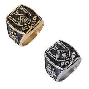 APO Mason Ring for Men Solid Stainless Steel Size 7-13