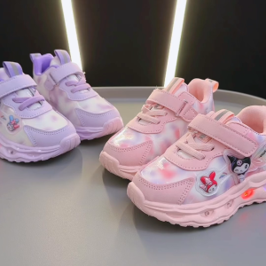 shoes Kuromi Led shoes for kids girls Induction light up rubber shoes for baby size 21-33