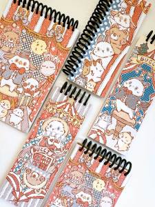 Bucci Family Crazy Circus Tab Book with Tape Storage Loose Leaf Notebook Pet Film Storage Cultural Goods Stationery Supplies