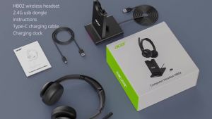 Acer | Acer Call Center Wireless Headset with Mic for Work 2.4G USB Dongle Bluetooth 5.3 Dual Mode Headphones ENC Clear Calls HB02