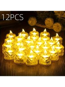 12 Pack Flameless LED Tea Lights Candlesfor Halloween Christmas Home/ Wedding Decor Holiday Gifts &Decorate Lights