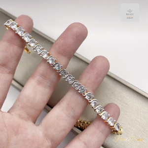 (เพชรรอบเส้น)สร้อยข้อมือเพชรเม็ดเดี่ยวฝังตาม้าเพชรขนาด4-5มิลประมาณ 40ตัง ความยาว 18cm