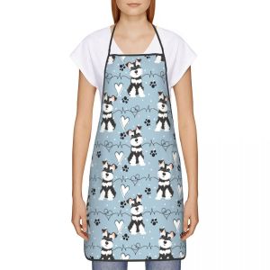 【Cute Schnauzer】Pet Theme Apron Stain-Resistant & Easy To Wash Universal Apron for Kitchen Cooking & Painting